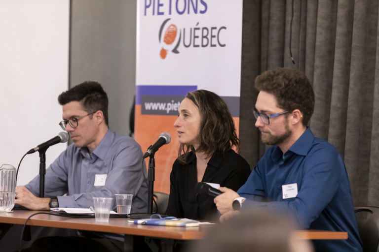 John Husk, Marianne Giguère et Philippe Cousineau-Morin réunis à la table lors du panel du 22 novembre 2022.